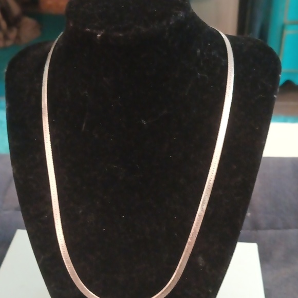 Sterling silver plated herring bone necklace that is 20 inches long - Picture 2 of 3